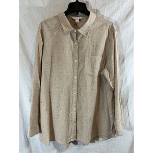 Old Navy Women’s XXL Beige Speckled Long Sleeve Button Up Blouse